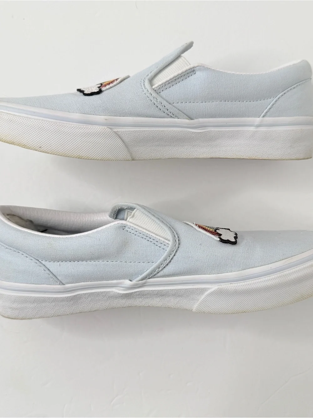 Vans Blue Canvas Slip On With Sequin Rainbow Jr Kids 6 women’s 8